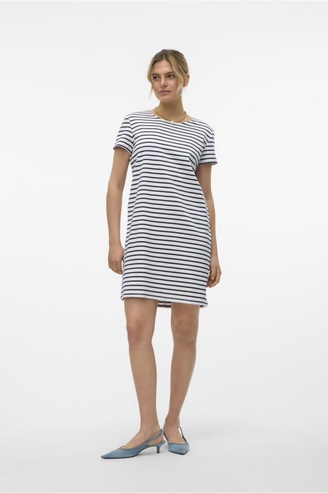 VMABBY SS SHORT ZIP DRESS JRS NOOS 10304718 SNOW WHITE/ NAVY BLAZER